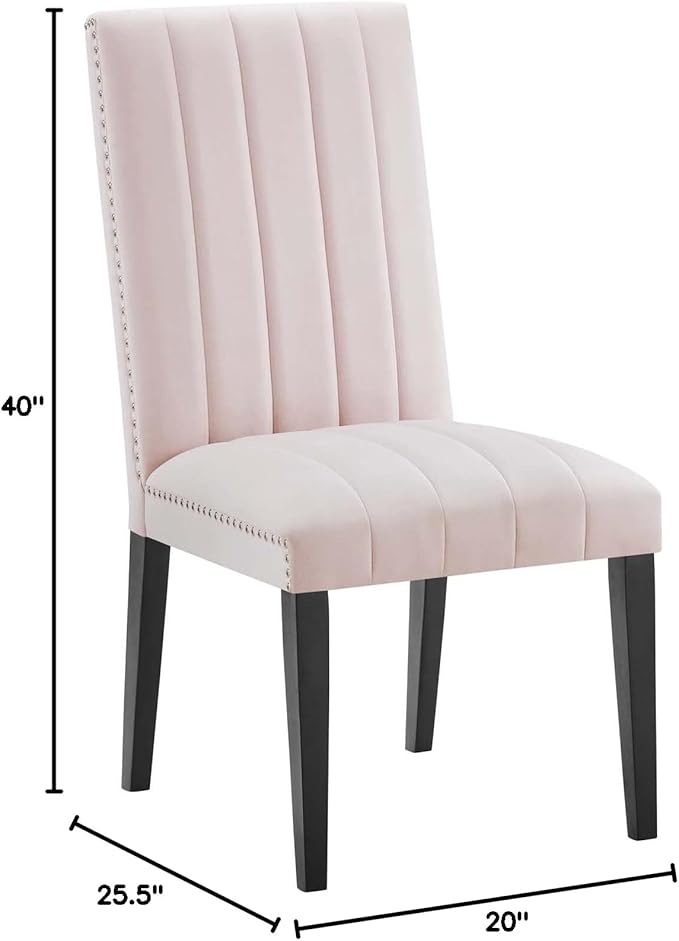 Modway EEI-5081-PNK Catalyst Performance Velvet Dining Side Chairs - Set of 2, Pink