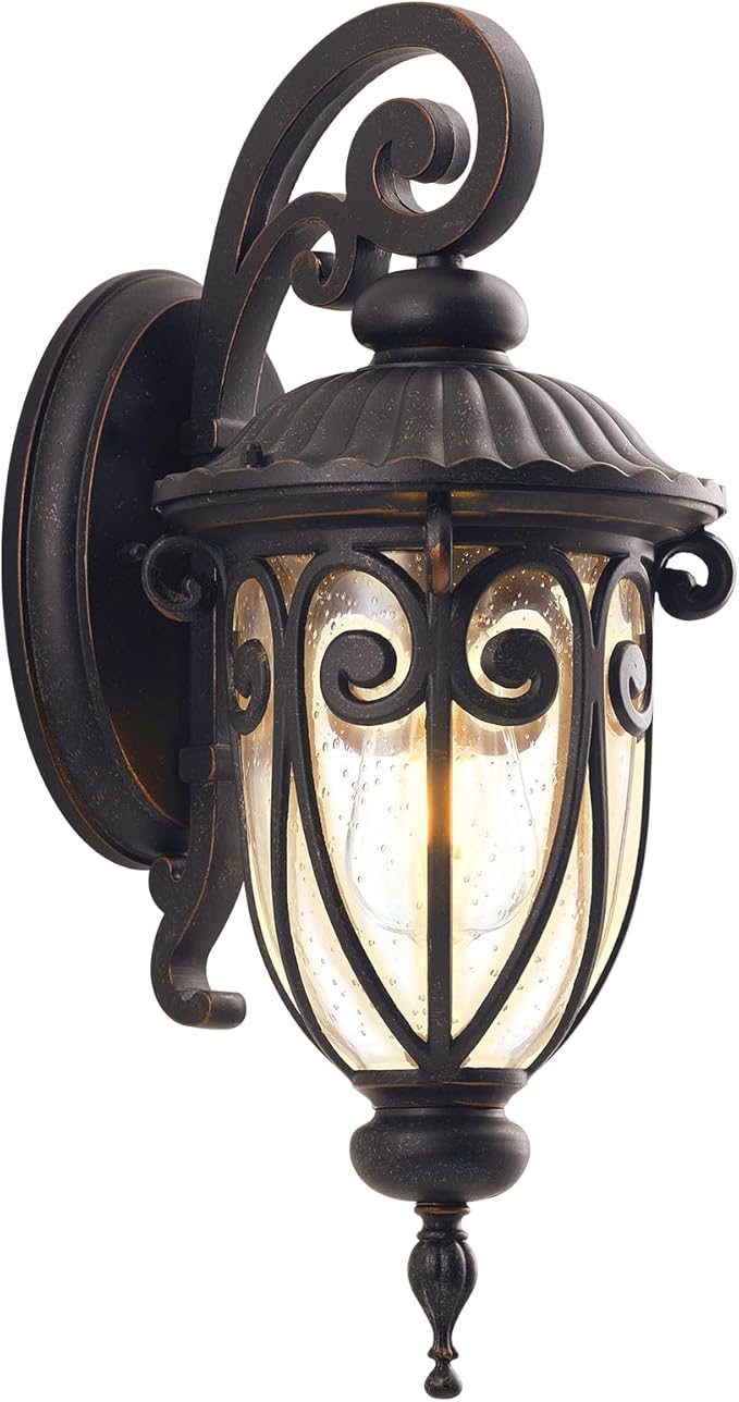 18 Inch Outdoor Porch Light with Wall Mount, Antique Bronze Exterior Wall Sconce Lantern for Garage, Vintage Outer Patio Lights Fixture for Outside House, Front Door, Entryways