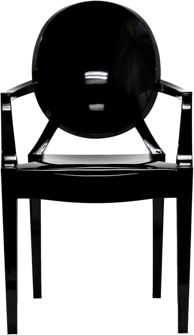 Modway Casper Modern Acrylic Stacking Two Dining Armchairs in Black