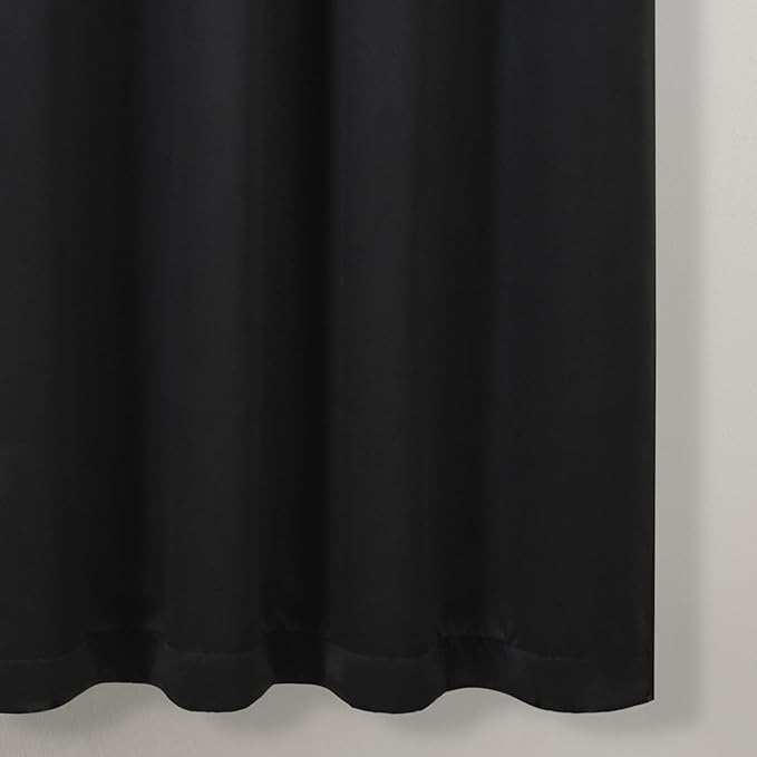 Lush Decor Insulated Grommet Blackout Window Curtain Panels, Pair, 52" W x 63" L, Black - Classic Modern Design - Chic Window Decor - Curtains For Living Room, Bedroom, Or Dining Room