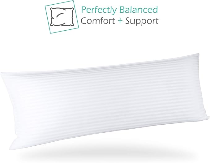Nestl Body Pillow for Adults - Long Pillow for Bed -Down Alternative Pregnancy Pillow - 100% Cotton Pillow with Polyester Fiber Filling - Soft Pillow for Side Sleeper - 20 x 54 Inches