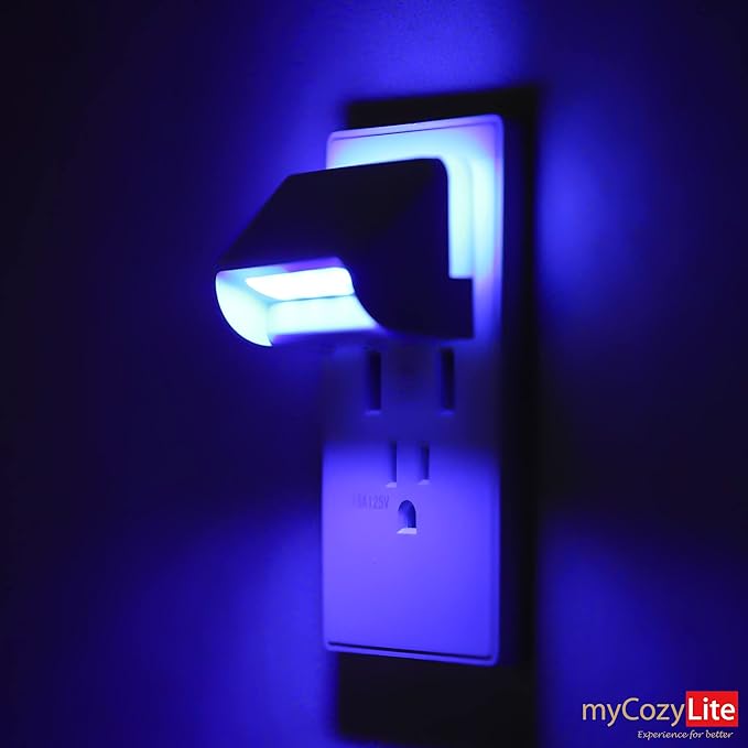 Dimmable Blue Night Lights, Dual Light, Adjustable LED Night Light Plug in, Dusk to Dawn Sensor, Auto ON OFF, Wall Night Light with Switch for Bedroom, Bathroom, Kitchen, Hallway, Stairway, 2 Pack