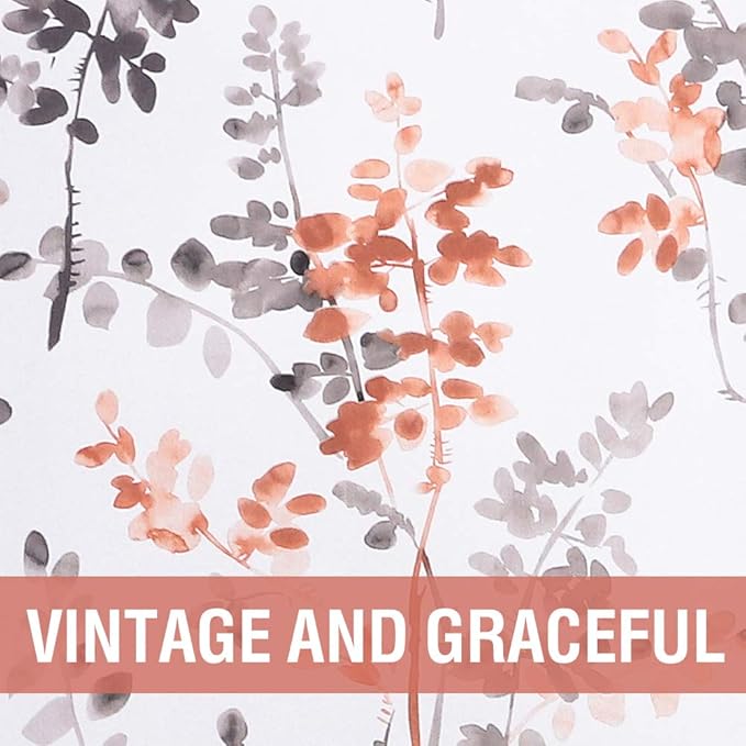 H.VERSAILTEX Blackout Floral Curtains for Living Room Thermal Insulated Room Darkening Grommet Curtains for Bedroom, Set of 2 Panels (52 x 84 Inch, Vintage Classical Floral Printing Grey and Coral)