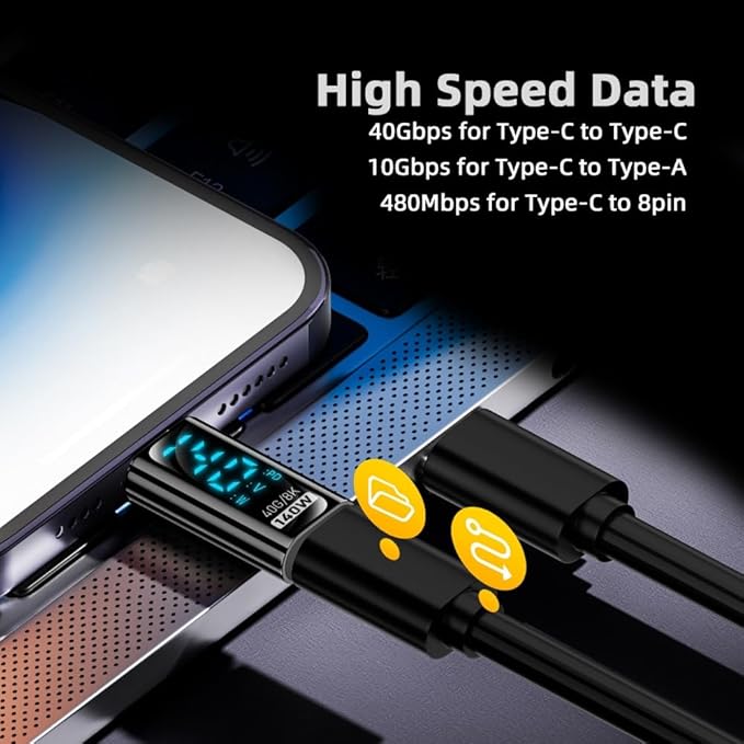 CY Adapter 3pcs/lot Type-C Smart LED Display USB-C Female to USB Type-A 8P Adapter Data Current Voltage Fast Charging Monitoring Display Tester Detector