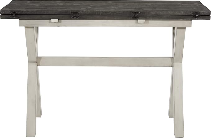 OSP Home Furnishings Kristen Flip-Top Expanding Desk to Dining Table, Charcoal Finish