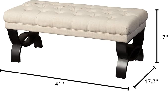 Christopher Knight Home Scarlett Tufted Fabric Ottoman / Bench, Light Beige