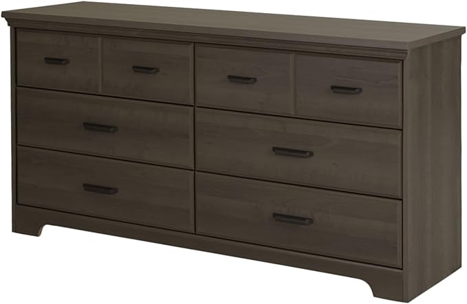 South Shore Versa Collection 6-Drawer Double Dresser, Gray Maple with Antique Handles