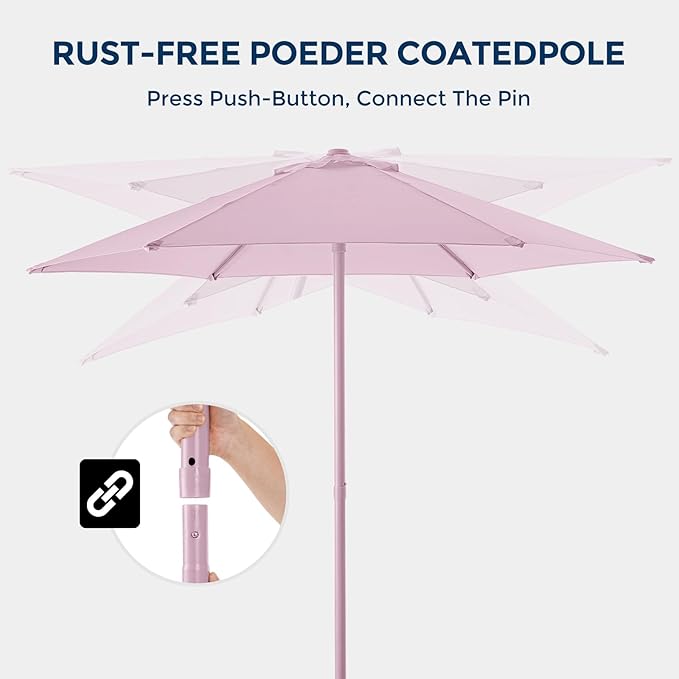 HOMSHADE Outdoor Patio Umbrella - Market Table Pool Deck Umbrella with Push Button Tilt, Crank, UPF50+ UV Protection and Sturdy Ribs, 3-Year Fade Resistance, 220GSM Solution-Dyed Fabric (No base)