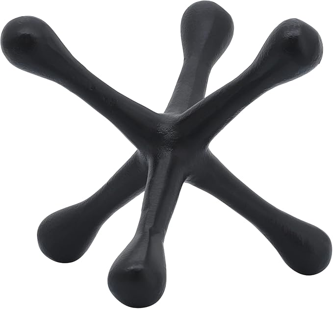 Metal Decorative Sculpture – Accessories for Room and Shelf Styling, Table, Desk, or Bookshelf Placement, Modern Sculpture Home Decor Accent for Layered Vignettes – 5", Black Matte Finish