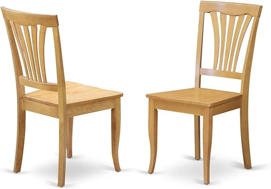 East West Furniture AVC-OAK-W Avon Dining Room Chairs - Slat Back Wood Seat Chairs, Set of 2, Oak