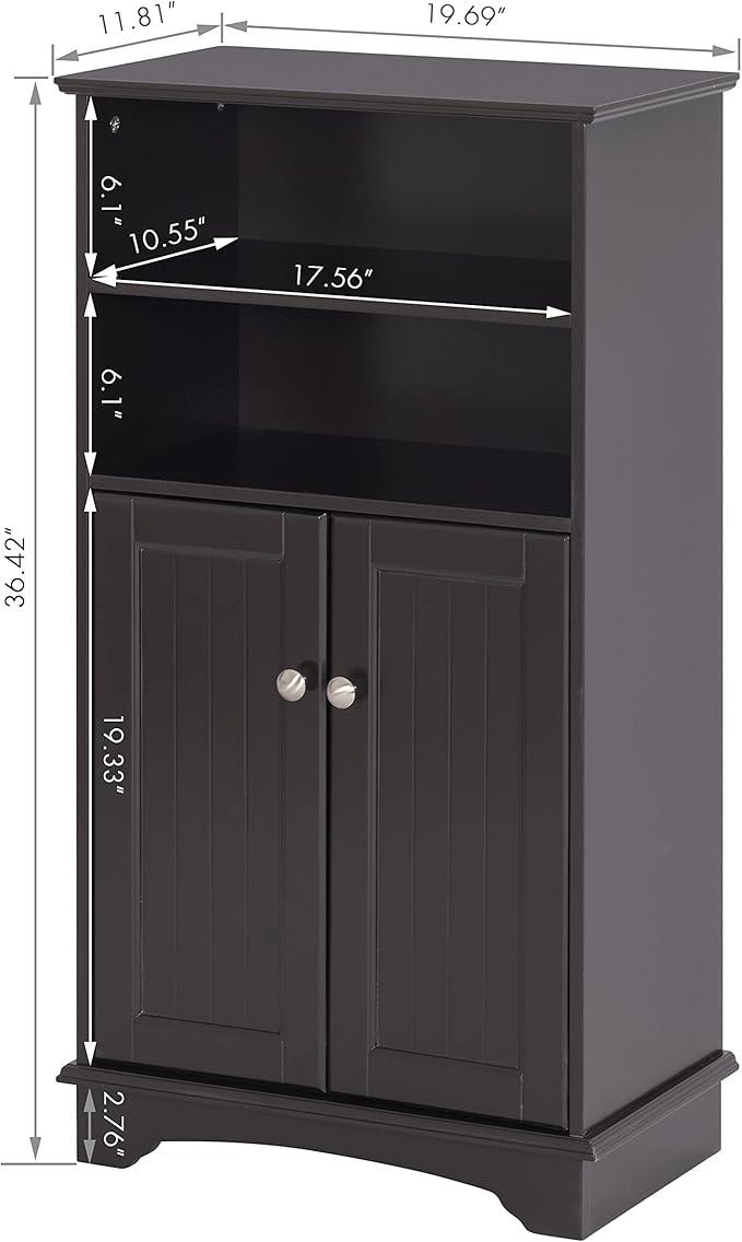 Spirich Modern Espresso Wood Bathroom Storage Cabinet, 23.62" W x 11.81"D x 40.15"H, 2 Doors, 3 Adjustable Shelves, Freestanding, Perfect for Bathroom, Entryway, Living Room & Dining Room