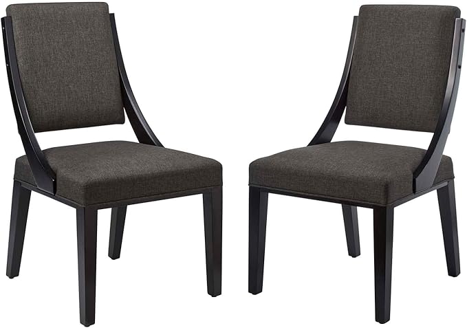 Modway EEI-4553-GRY Cambridge Upholstered Fabric Dining Chairs - Set of 2, Gray