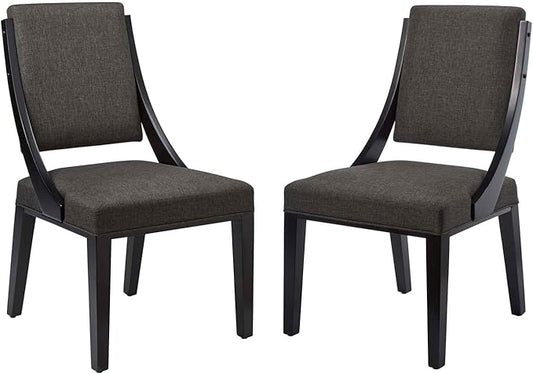 Modway EEI-4553-GRY Cambridge Upholstered Fabric Dining Chairs - Set of 2, Gray