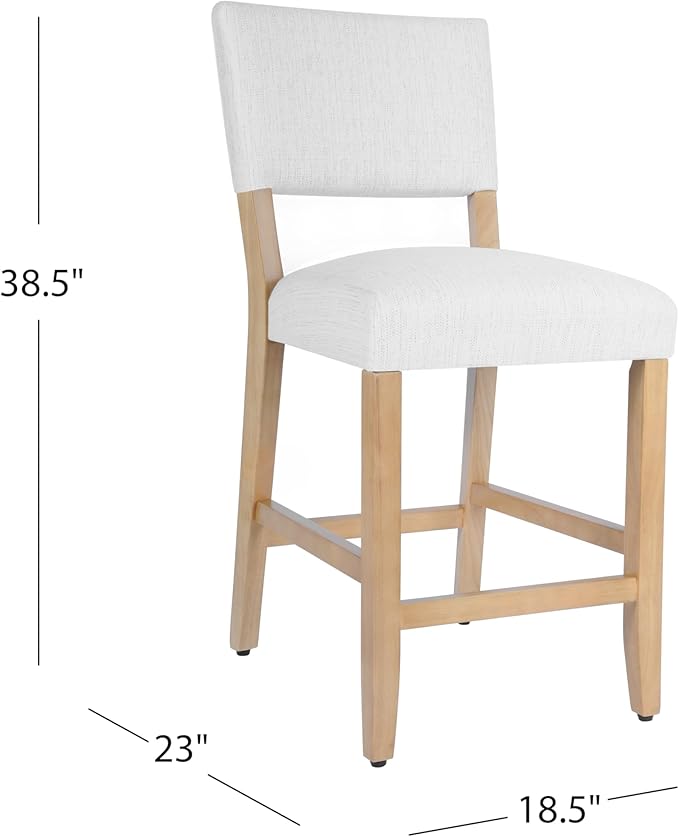 HomePop 24" Open Back Counter Stool|HomePop Home Décor|Fabric Chairs for Dining Room, Kitchen and Living Room - Stain Resistant White Woven(Single Pack)