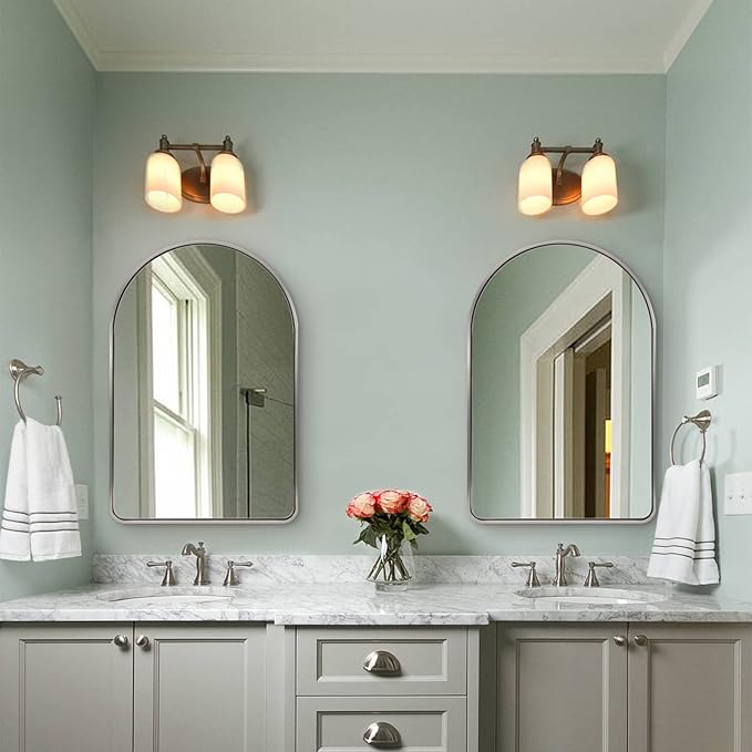 Andy Star Brushed Nickel Arched Mirror, 20x30 Arch Mirror, Brushed Nickel Bathroom Mirror, for Vanity,SUS304-Anti-Rust, Tube Frame, Wall-Mounted Vertical 1’’ Deep