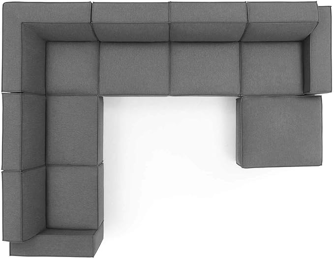 Modway Restore 7-Piece Upholstered Sectional Sofa in Charcoal