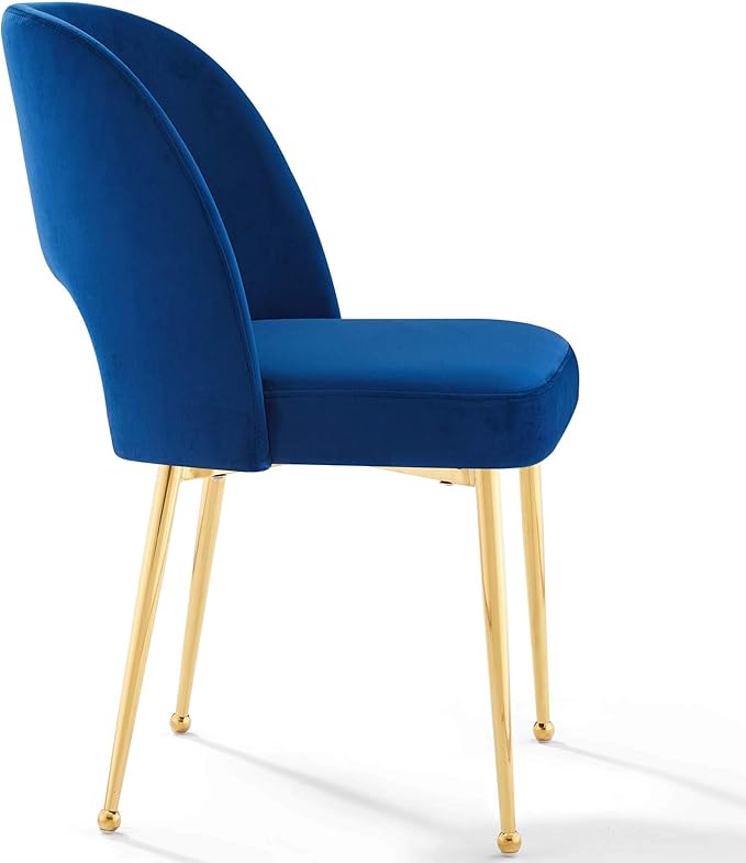 Modway Rouse Performance Velvet Dining Side Chair in Navy