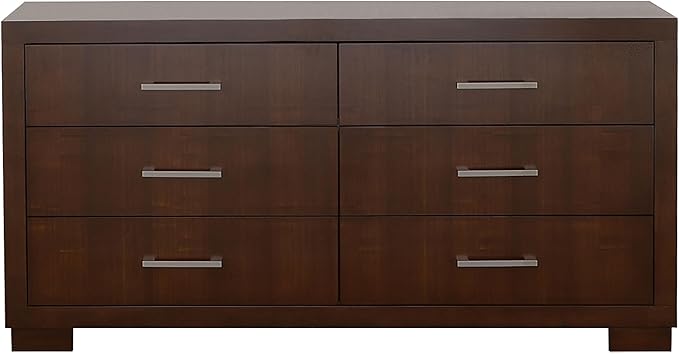 Coaster Home Furnishings Jessica Contemporary 64-inch 6-Drawer Bedroom Dresser Clothing Storage Cabinet Wide Chest of Drawers Organizer Unit Cappuccino 200713