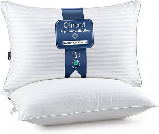 Queen Size Pillows Set of 2 Down Alternative – Soft & Fluffy Queen Pillow with Soft & Brushed Cover, Hotel Quality Pillows for Bed, Perfect Bed Pillows for Side and Back Sleepers, Size 20"x28"