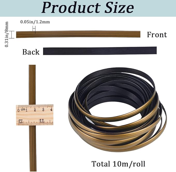 GORGECRAFT 10m Gold Rattan Repair Kit 11 Yard Wicker Repair Material Plastic Rattan Wicker Roll Waterproof Rattan Fix Material for Garden Patio Furniture and Rattan Chair Sofa Storage Basket