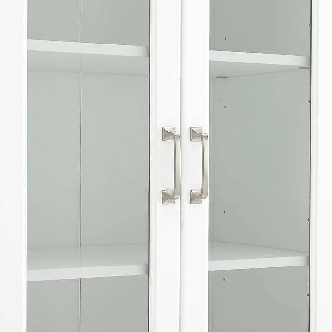 Crosley Furniture Stanton 3-Piece Sideboard Buffet Cabinet and Glass Door Kitchen Storage Pantry Set, White