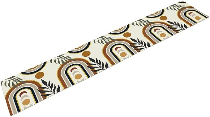 Mid Century Modern Table Runner Sun Tropical Leave Minimalistic Rainbow Boho Decor for Kitchen Party Home Dining Room Table 13x90in