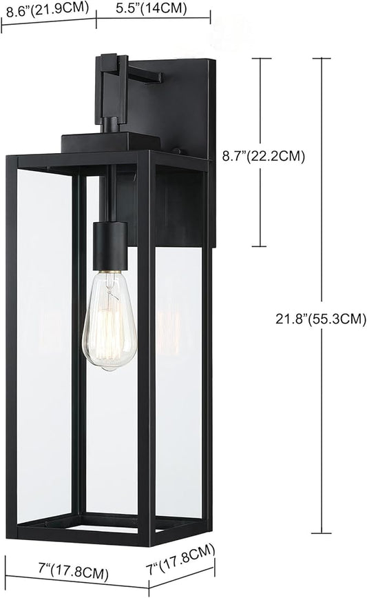 22" Large Black Outdoor Sconce, 22 Inch Outdoor Wall Lantern for House Exterior Wall Light for Garage Wall Sconce Extra Large Porch Light for House Outside, E26, 1 Pack