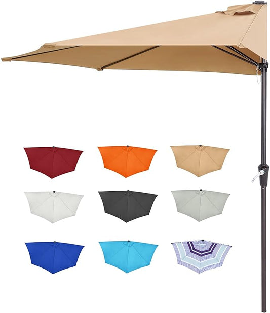 ABCCANOPY Patio Umbrella 11FT - Outdoor Half Umbrellas for Patio, Backyard, Garden, Deck (Khaki)