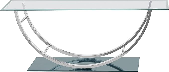 Coaster Home Furnishings - Danville - Glass and Metal - Rectangular U-Shaped Coffee Table with Clear Glass Top, Chrome Finish, Curved Frame, Mirrored Base - Living Room - 48 Inch - Chrome - 704988