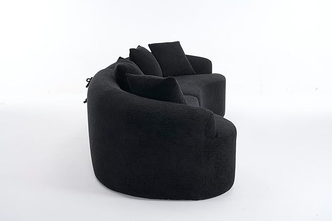 110" Oversized Cloud Sectional Sofa Modern Curved Boneless Couches for Living Room, 4-Seater Extra Deep Seat Foam Floor Compressed Couch w/Tight Backrest and 4 Pillows,Chenille Sofa & Couches | Breathable material, Non-slip, No Assembly Required