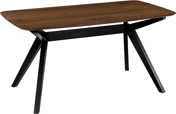 Christopher Knight Home Arley Modern Wooden Dining Table, Solid Wood Rectangular Dining Room Table for 4 People, Sturdy and Space Saving Kitchen Table, Walnut Brown + Black