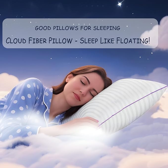 VAINOC Pillows Queen Size Set of 2,Breathable Hotel Collection Bed Pillows for Sleeping Medium Soft Down Alternative Microfiber Filled,20 x 30 Inches