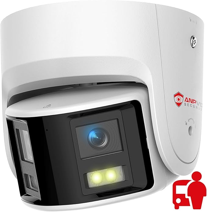 Anpviz 6MP PoE Dual Lens Security Camera Outdoor, Panoramic 180° Wide Angle IP Dome Wired Camera with Human/Vehicle Detection, Two-Way Talk, Built-in Micro SD Card Slot, Full Metal（H Series）