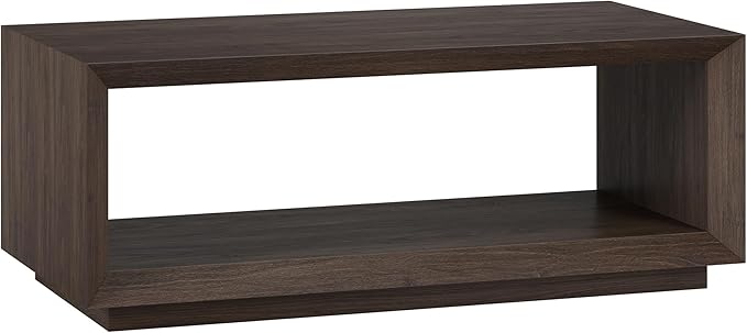 Henn&Hart 48" Rectangular Coffee Table with Open Storage Shelf for Living Room, Family Room, or Office, Warm Brown