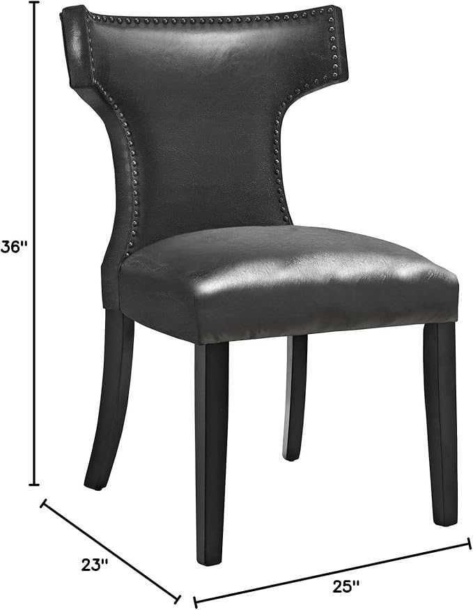 Modway EEI-3922-BLK Curve Vinyl Dining Chair, Black
