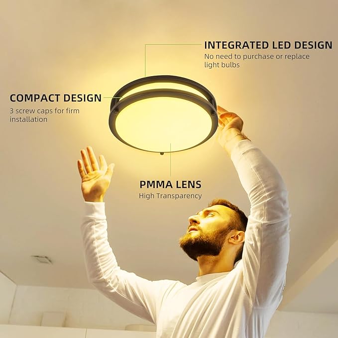 hykolity 10 inch Flush Mount LED Ceiling Light Fixture, 17W 1100lm, 2700K/3000K/3500K/4000K/5000K Adjustable Ceiling Lights, Oil Rubbed Bronze Saturn Dimmable Lighting for Hallway Bathroom or Kitchen