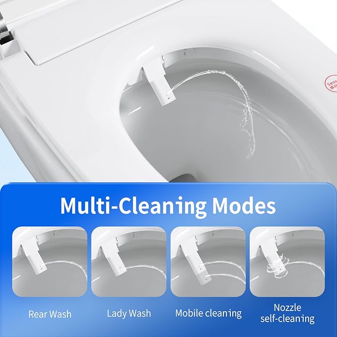 Smart Toilet with Bidet Built In&Auto Flush, Hands-Free One-Piece Modern Toilet, Heated Seat & Instant Warm Water, Foot Sensor & Remote Control, Easy DIY Installation(Elongated, White)