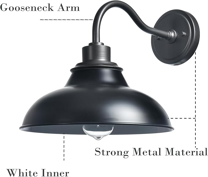 HYDELITE Black Wall Sconce Farmhouse Wall Light Modern Sconces Wall Lighting for Bedroom Living Room Kitchen Hallway Indoor Gooseneck Barn Light