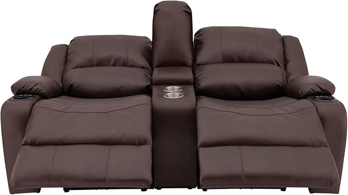 RecPro Charles 67" Powered Double RV Wall Hugger Recliner Sofa | Zero Wall Loveseat for Camper with Upgraded 2023 Fabric (Mahogany)