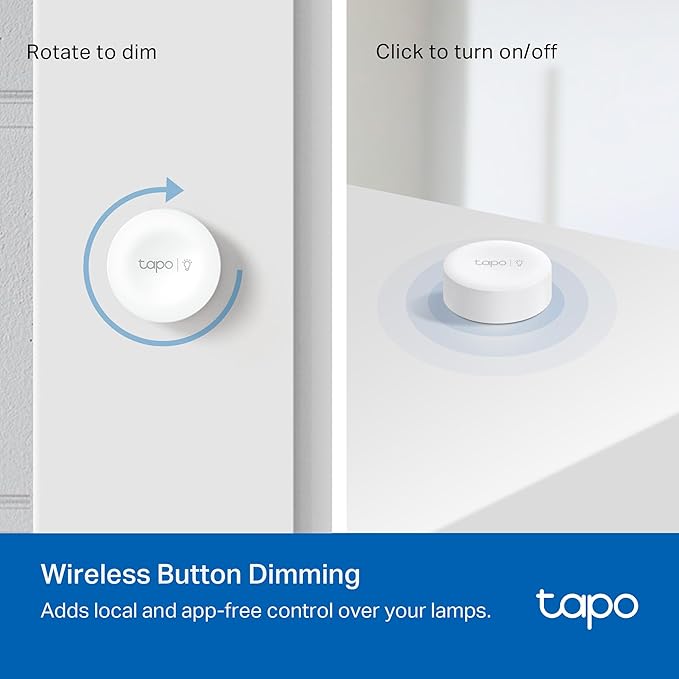 TP-Link Tapo Smart Dimmer Plug KIT, Matter Compatible, Wireless Dimmer Button, Dual Outlets, Max Power 300W, Works w/Apple Home, Alexa & Google Home, ETL Certified, 2.4G Wi-Fi, White (Tapo P135 KIT)