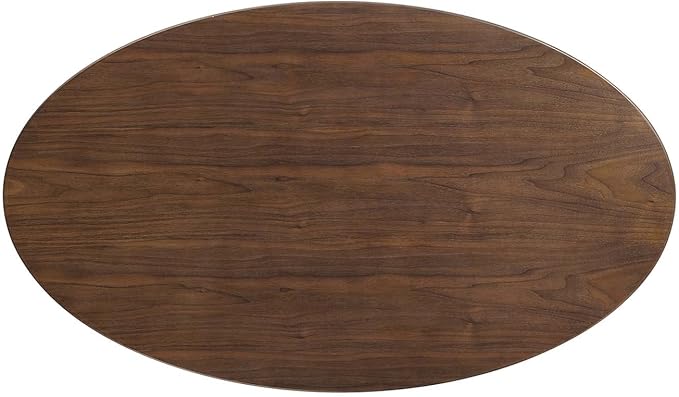 Modway Lippa 48" Mid-Century Modern Dining Table with Oval Top in Walnut
