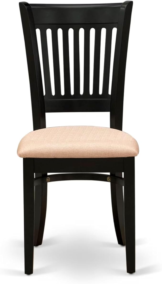 East West Furniture ANVA5-BLK-C 5 Piece Dining Room Furniture Set Includes a Round Dining Table with Pedestal and 4 Linen Fabric Upholstered Chairs, 36x36 Inch, Black
