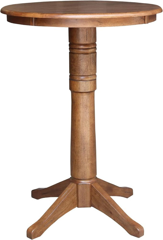 IC INTERNATIONAL CONCEPTS 30" Solid Wood Round Top Pedestal Table in Distressed Oak - 41.9" Height