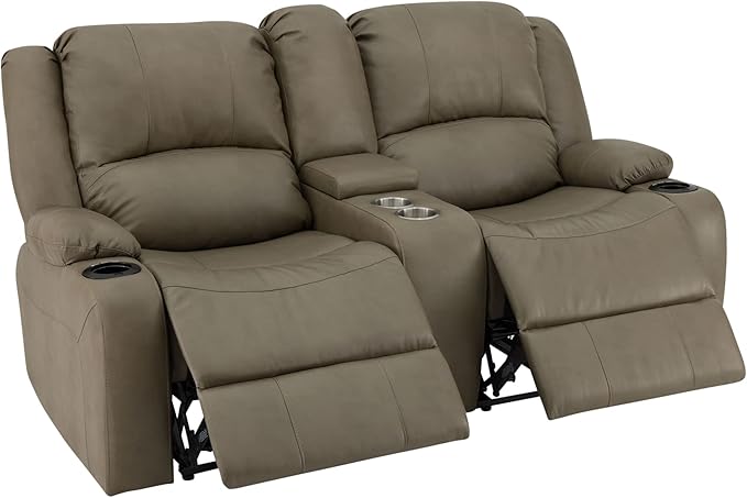 RecPro Charles 67" Powered Double RV Wall Hugger Recliner Sofa RV Loveseat with Upgraded 2023 Fabric (Putty)