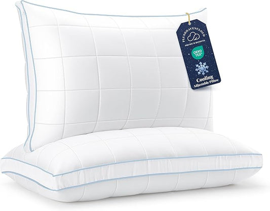 Adjustable Pillows Bed Pillow Queen Size Set of 2 - Luxury Hotel Collection Pillow for Sleeping, Customizable Firmness & Height Pillow for Back, Stomach or Side Sleepers, 2 Pack
