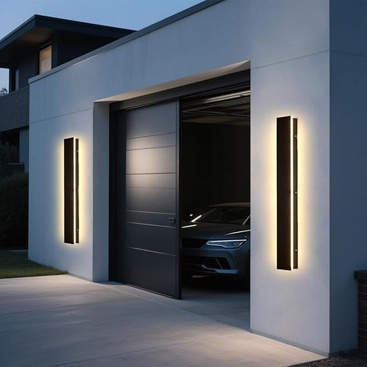 Modern Outdoor Wall Lights - 2pack 47.3inch 3000K Black Exterior Light Fixtures Wall, Porch Lights Outdoor Wall Sconce, Patio Long Strip Wall Light Fixtur Outside for Garage, House(4.72 Inch Wide)