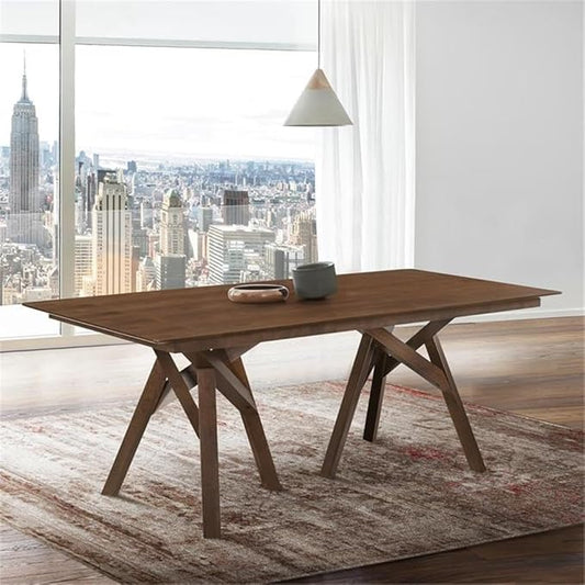 Armen Living Cortina 79" Mid-Century Modern Wood Dining Table Legs, White/Walnut