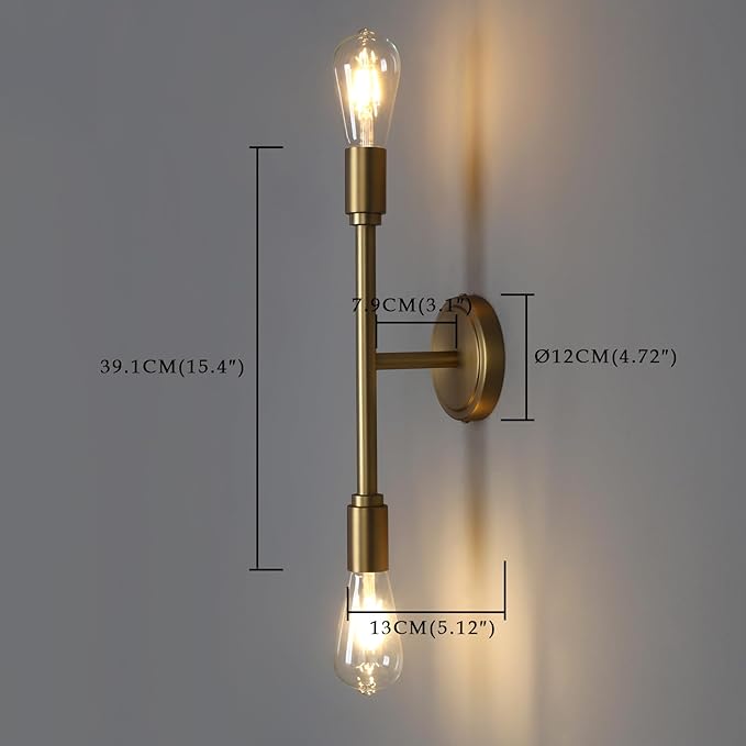 Phansthy Wall Sconces Set of Two, Modern Sconces Wall Lighting Fixtures, 2-Light Bathroom Light Over Mirror, Indoor Ceiling Light/Wall Light for Bedroom, Living Room (Antique 2 Pack)