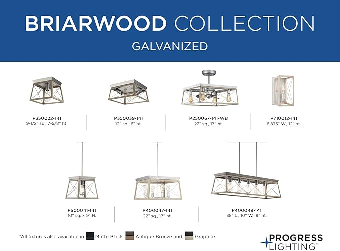 Progress Lighting 1-Light Farmhouse Wall Sconce Light Bleached Oak Wood, Briarwood Collection, Indoor, P710012-141, Galvanized Finish