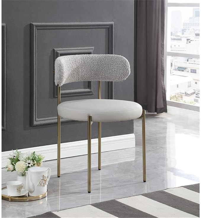 Meridian Furniture Beacon Taupe Vegan Leather and Boucle Dining Chair (Set of 2)